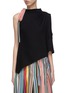 Main View - Click To Enlarge - MONSE - Asymmetric cutout sleeve tie one-shoulder top
