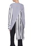 Back View - Click To Enlarge - MONSE - Asymmetric drape mix stripe panelled shirt