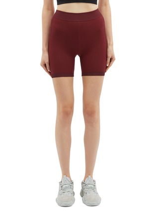 Main View - Click To Enlarge - NAGNATA - Geometric outseam organic cotton blend knit performance shorts