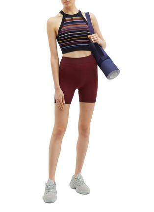 Figure View - Click To Enlarge - NAGNATA - Geometric outseam organic cotton blend knit performance shorts