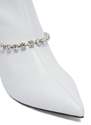 Detail View - Click To Enlarge - ALCHIMIA DI BALLIN - Slanted heel glass crystal belt leather ankle boots