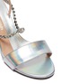 Detail View - Click To Enlarge - ALCHIMIA DI BALLIN - Slanted heel glass crystal strap holographic leather sandals