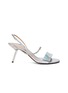 Main View - Click To Enlarge - ALCHIMIA DI BALLIN - Slanted heel glass crystal strap holographic leather sandals