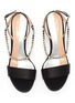 Detail View - Click To Enlarge - ALCHIMIA DI BALLIN - Slanted heel glass crystal strap satin sandals
