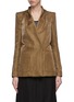 Main View - Click To Enlarge - ZAID AFFAS - Gathered lapel padded shoulder metallic blazer