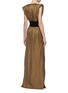 Back View - Click To Enlarge - ZAID AFFAS - Belted padded shoulder metallic V-neck gown
