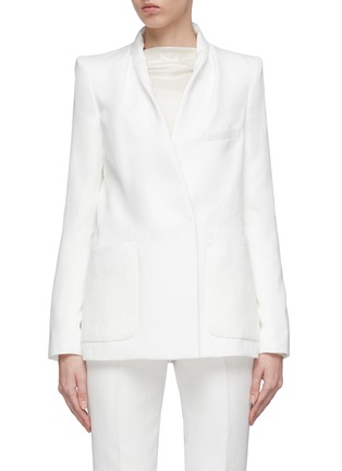 Main View - Click To Enlarge - ZAID AFFAS - Gathered lapel padded shoulder blazer