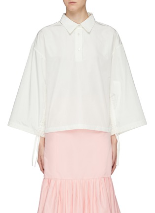 Main View - Click To Enlarge - MING MA - Cutout bow back wide sleeve shirt