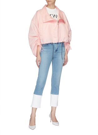 Figure View - Click To Enlarge - MING MA - Ruched sleeve cropped jacket