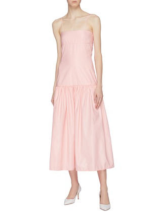 Figure View - Click To Enlarge - MING MA - Ruched hem slip dress