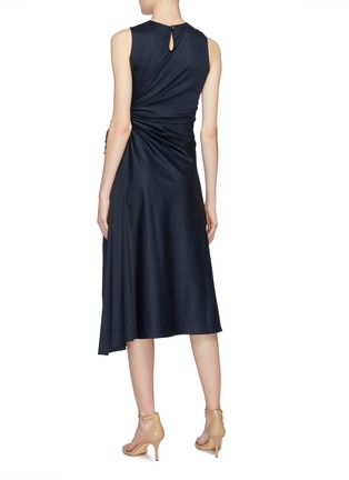 Back View - Click To Enlarge - MING MA - Ruched cutout drape sleeveless dress