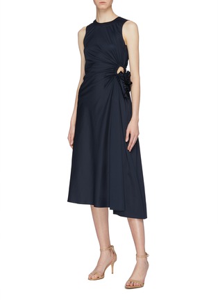 Figure View - Click To Enlarge - MING MA - Ruched cutout drape sleeveless dress