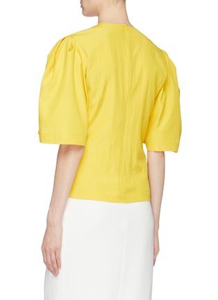 Back View - Click To Enlarge - MING MA - Ruched front puff sleeve top