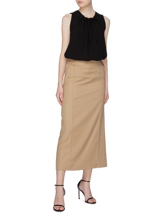 Figure View - Click To Enlarge - THOMAS PUTTICK - Pintuck twill skirt