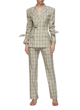 Figure View - Click To Enlarge - THOMAS PUTTICK - Split back cuff check plaid wool suiting pants