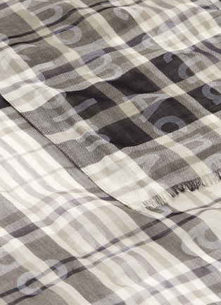 Detail View - Click To Enlarge - ACNE STUDIOS - Logo slogan print check plaid scarf