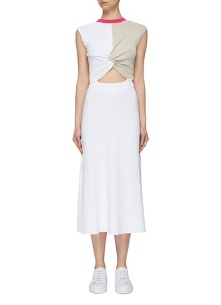 Main View - Click To Enlarge - MRZ - Twist cutout front colourblock sleeveless dress