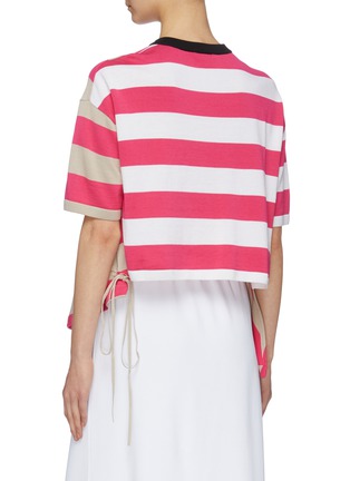 Back View - Click To Enlarge - MRZ - Colourblock stripe drawstring high-low knit T-shirt