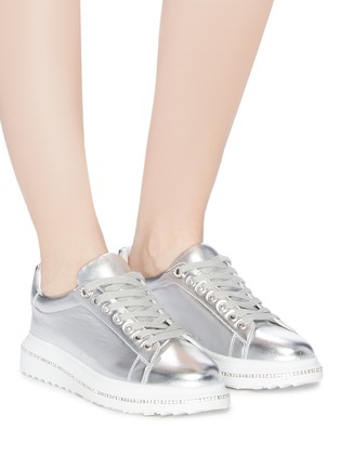 Figure View - Click To Enlarge - PEDDER RED - 'Link' strass platform sneakers