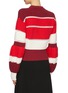 Back View - Click To Enlarge - SELF-PORTRAIT - Pleated puff sleeve open knit trim stripe sweater