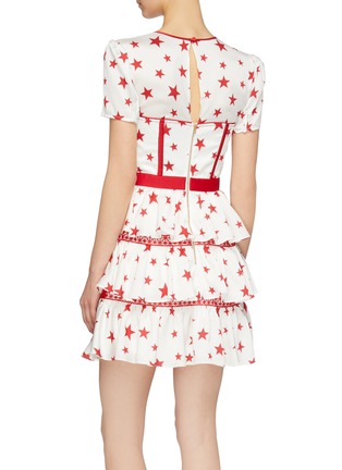 Back View - Click To Enlarge - SELF-PORTRAIT - Star print bustier panel tiered dress
