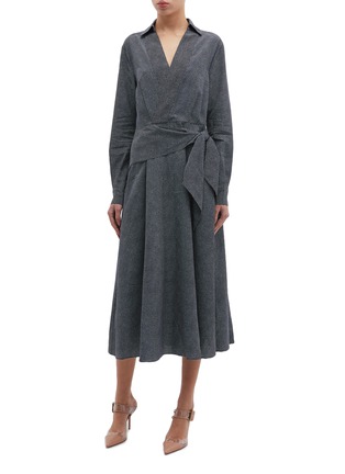Figure View - Click To Enlarge - EQUIPMENT - 'Vivienne' tie waist dot print silk midi dress