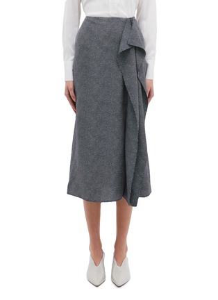 Main View - Click To Enlarge - EQUIPMENT - 'Climmie' ruffle drape dot print midi skirt