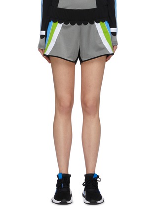 Main View - Click To Enlarge - NO KA’OI - 'Loli No' scalloped waistband colourblock stripe track shorts