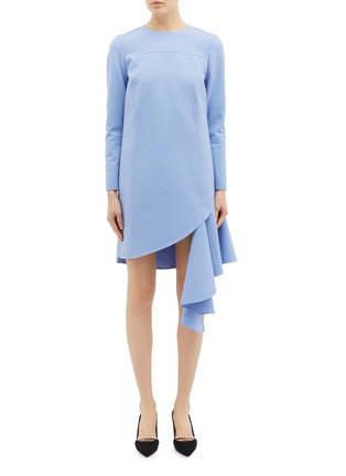 Main View - Click To Enlarge - OSCAR DE LA RENTA - Asymmetric drape curve hem dress