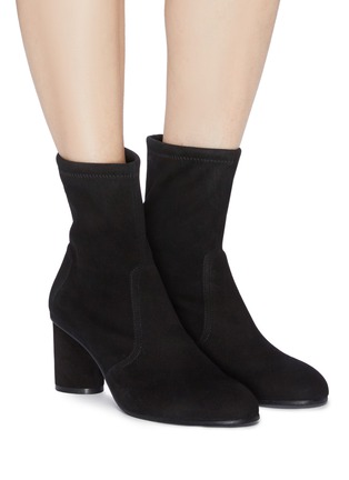 Figure View - Click To Enlarge - STUART WEITZMAN - 'Margot' cylinder heel stretch suede ankle boots