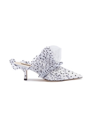 Main View - Click To Enlarge - MIDNIGHT 00 - Ruffle PVC layered polka dot tulle mules