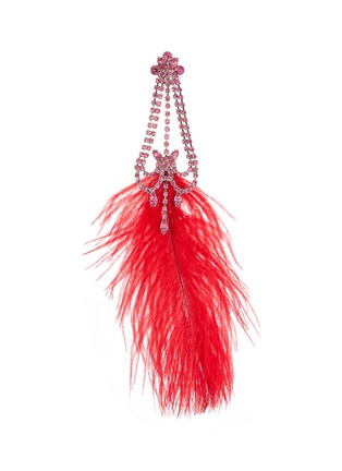 Main View - Click To Enlarge - SARARA COUTURE - 'Let Them Eat Cake' strass ostrich feather drop earrings
