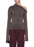 Main View - Click To Enlarge - SOLACE LONDON - 'Noemi' split cuff metallic one-shoulder knit top