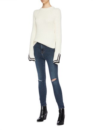 Figure View - Click To Enlarge - FRAME - 'Ali' ripped raw cuff cigarette jeans