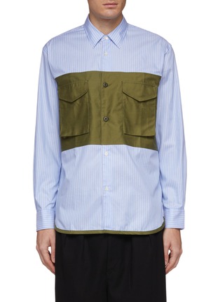 Main View - Click To Enlarge - COMME DES GARÇONS HOMME - Contrast chest pocket panel stripe shirt