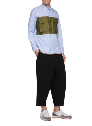 Figure View - Click To Enlarge - COMME DES GARÇONS HOMME - Contrast chest pocket panel stripe shirt