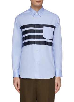 Main View - Click To Enlarge - COMME DES GARÇONS HOMME - Chest pocket grosgrain stripe Oxford shirt