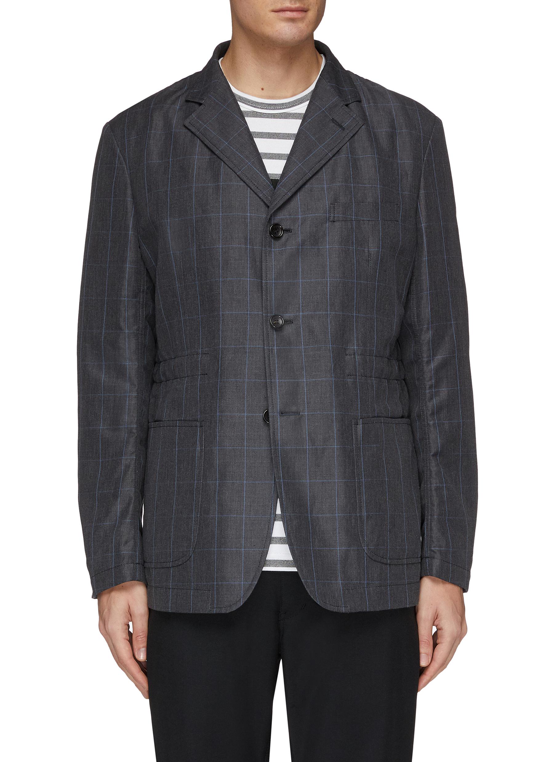 Comme Des Garcons Homme Deux Windowpane Check Linen Cotton Soft Blazer Modesens