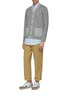 Figure View - Click To Enlarge - COMME DES GARÇONS HOMME - Patch pocket pinstripe cotton jersey cardigan