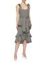 Figure View - Click To Enlarge - REBECCA VALLANCE - 'Brigitte' sash tie ruffle gingham check sleeveless dress