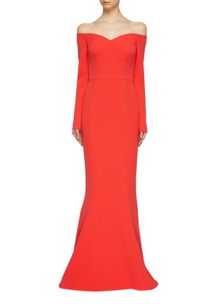 Main View - Click To Enlarge - REBECCA VALLANCE - 'L'Amore' off-shoulder crepe sweetheart gown