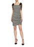 Figure View - Click To Enlarge - REBECCA VALLANCE - 'Brigitte' tie shoulder ruffle trim gingham mini dress