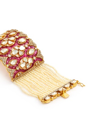 Detail View - Click To Enlarge - AISHWARYA - Diamond ruby pearl gold alloy bracelet
