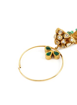 Detail View - Click To Enlarge - AISHWARYA - Diamond emerald gold alloy hoop chandelier drop earrings