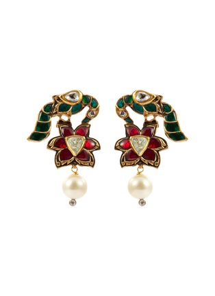 Main View - Click To Enlarge - AISHWARYA - Diamond pearl gemstone floral drop earrings
