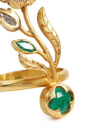 Detail View - Click To Enlarge - AISHWARYA - Diamond ruby emerald gold alloy floral ring