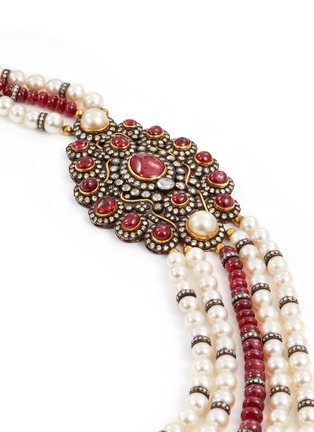  - AISHWARYA - Diamond spinel pearl multi strand necklace