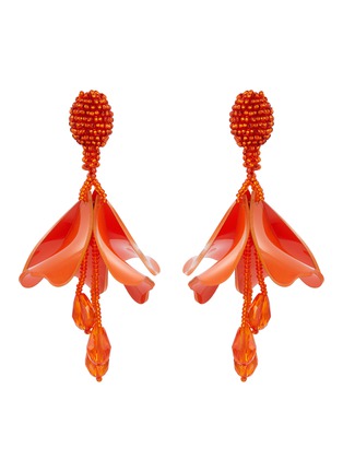 Main View - Click To Enlarge - OSCAR DE LA RENTA - 'Small Impatiens' petal glass crystal drop clip earrings