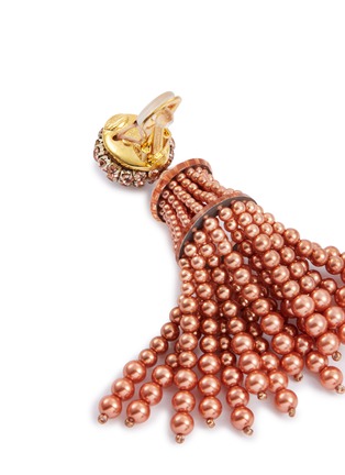 Detail View - Click To Enlarge - OSCAR DE LA RENTA - Glass crystal bead tassel drop clip earrings