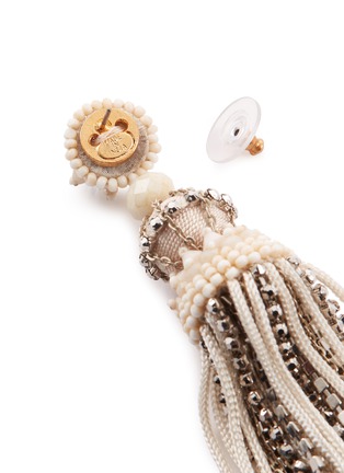 Detail View - Click To Enlarge - OSCAR DE LA RENTA - Bead stud chain fringe drop earrings
